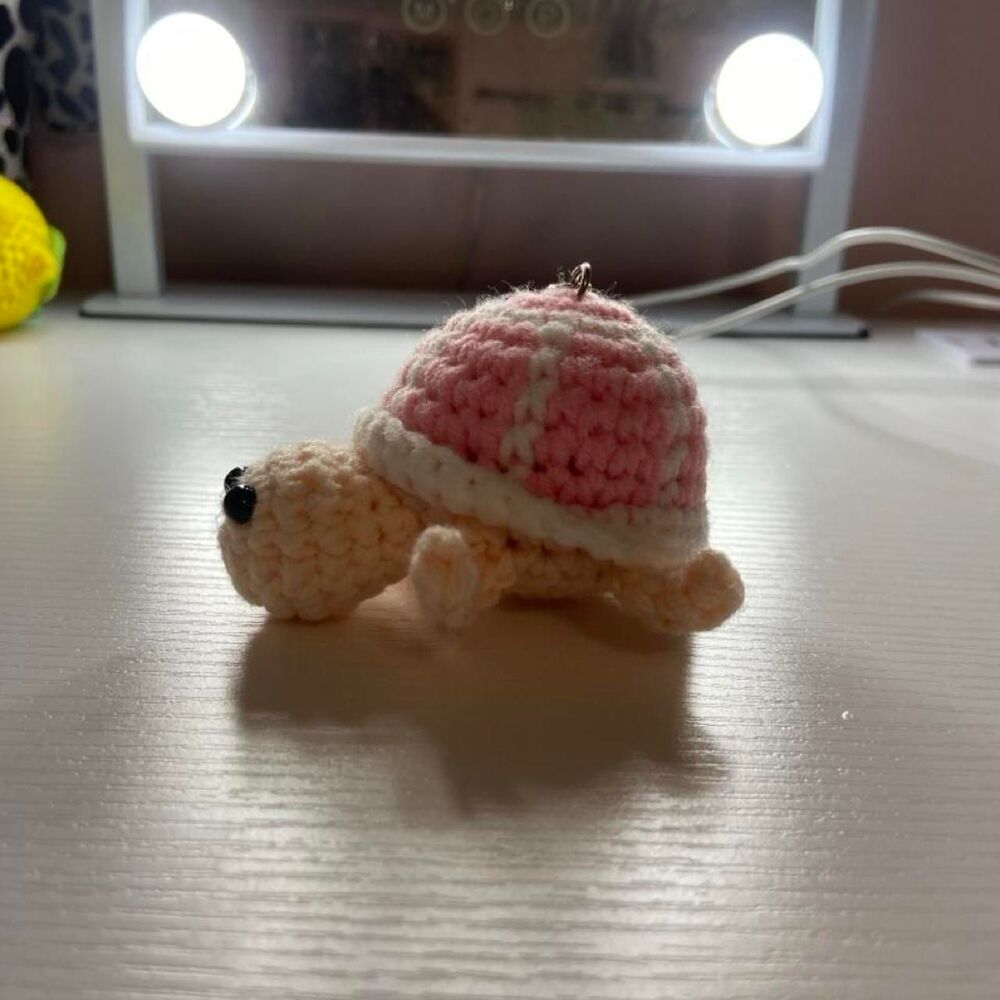 Handmade Crocheted Keychain Turtle - Picture 2 of 2